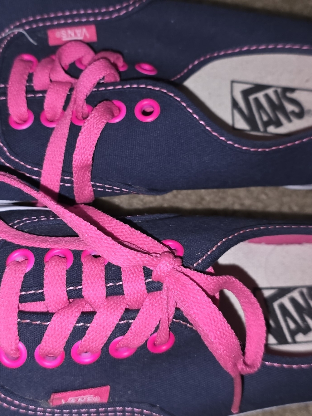 Vans Kids Navy Canvas Sneakers with Hot Pink Accents
